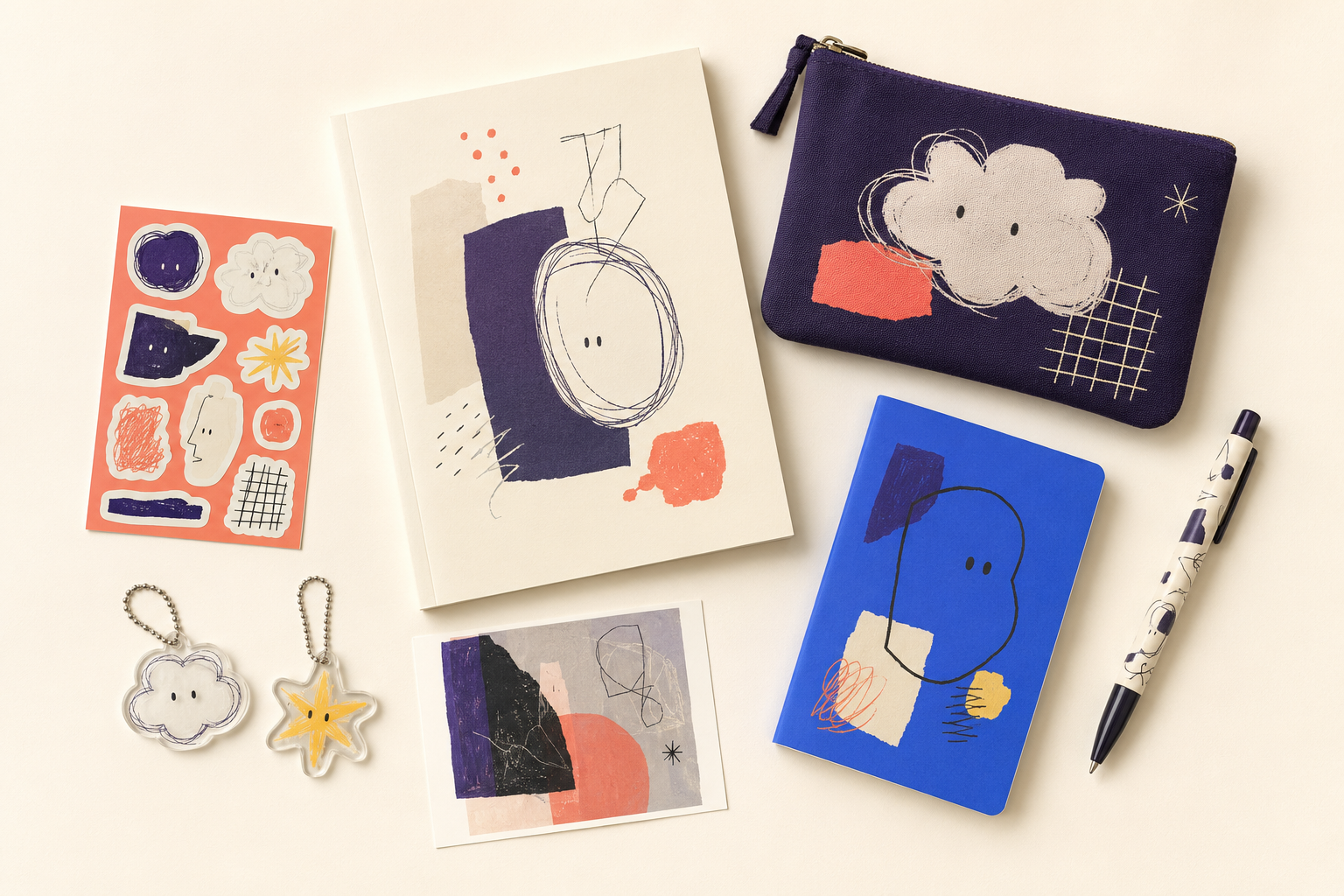 The Issue No. 01 drop with magazine, notebook, pouch, stickers and charms